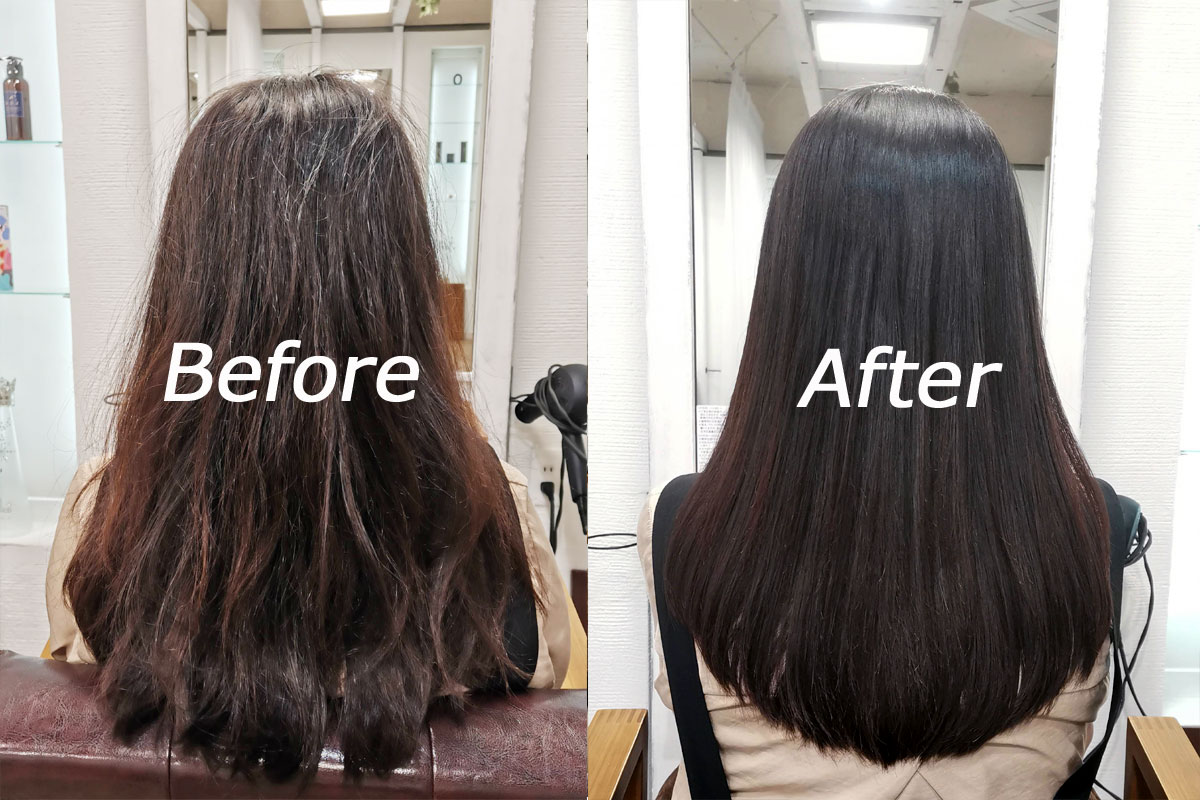 台北日本人美容院髪質改善トリートメントビフォーアフター画像1