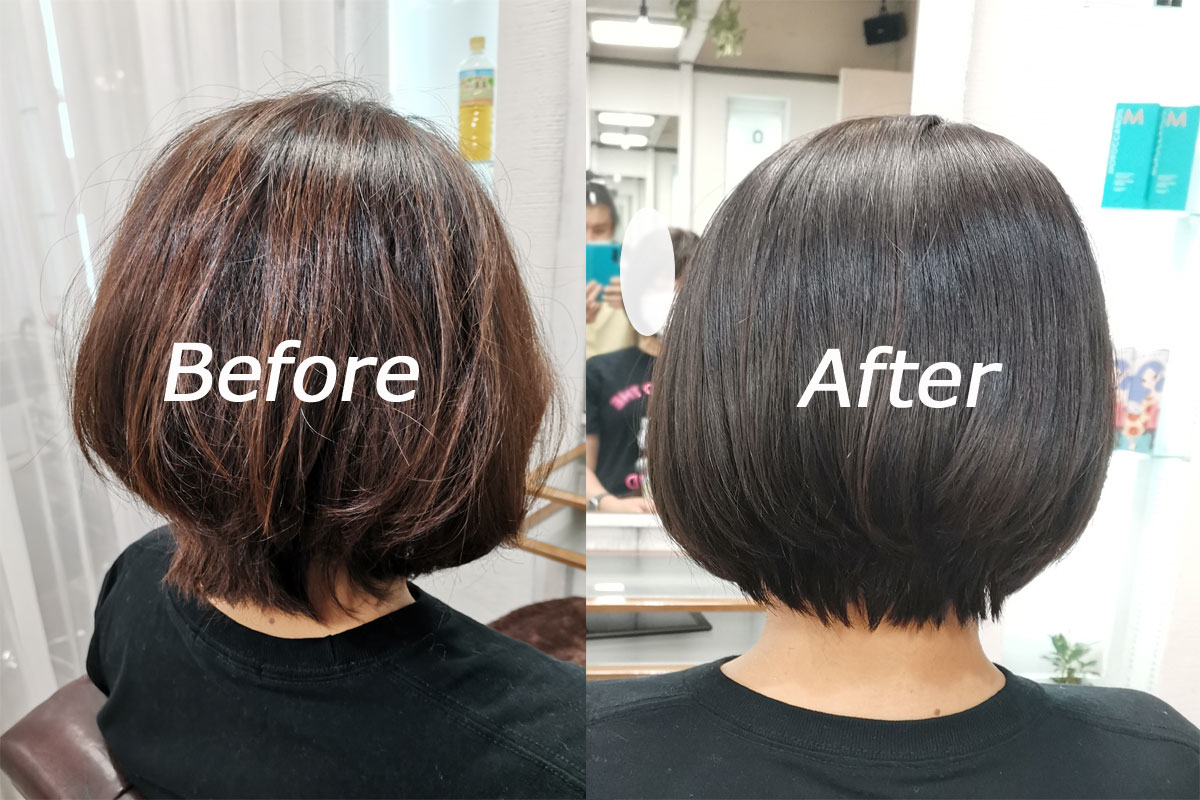 台北松山區Relaxhair日本美髮沙龍的髮改善護髮後，變的有亮度·美麗的頭髮before/after2