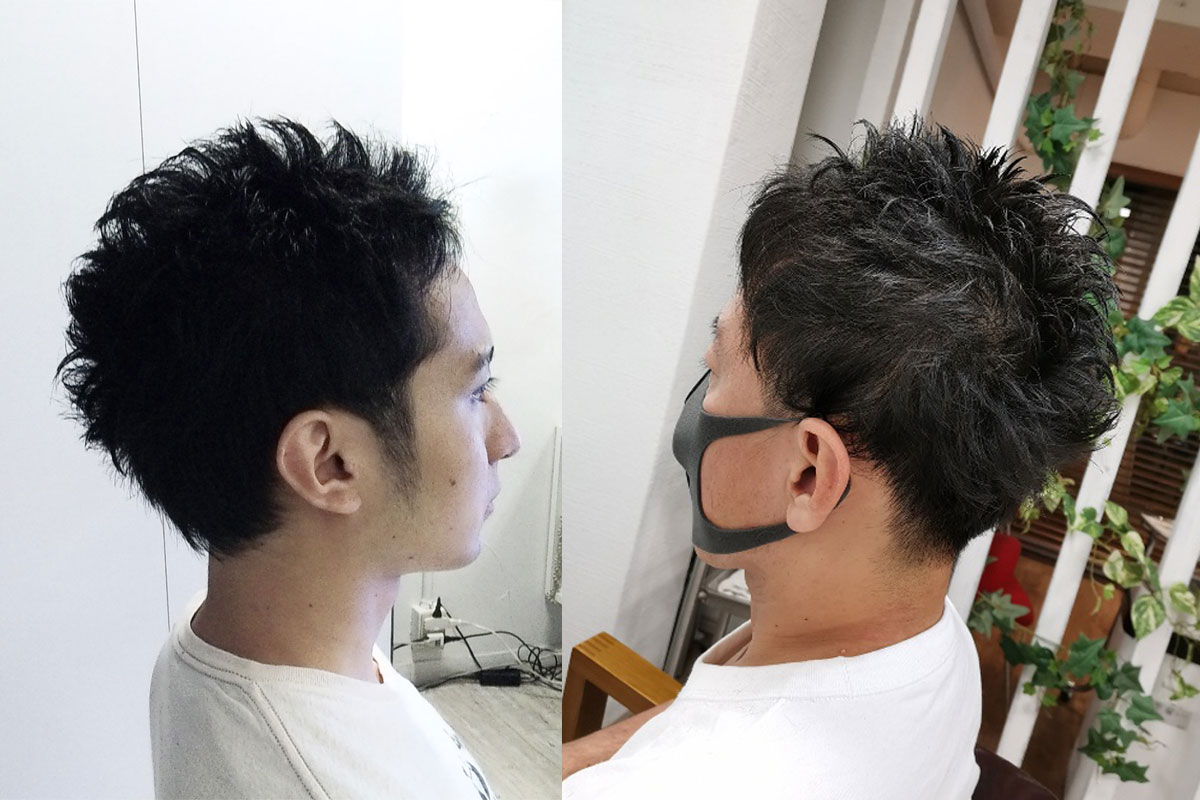 台北日本人美容室クセ毛のメンズカット、モデル2名
