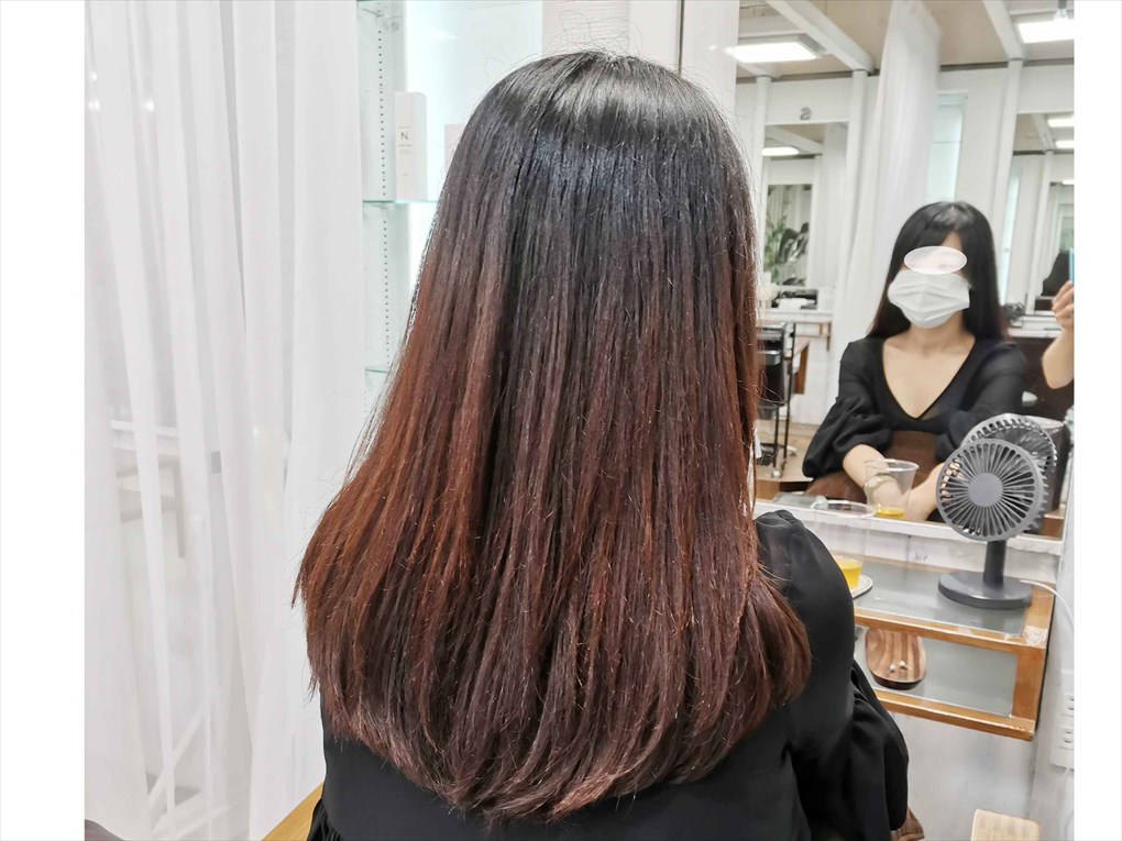 台北日本人美容院髪質改善コースの仕上げ