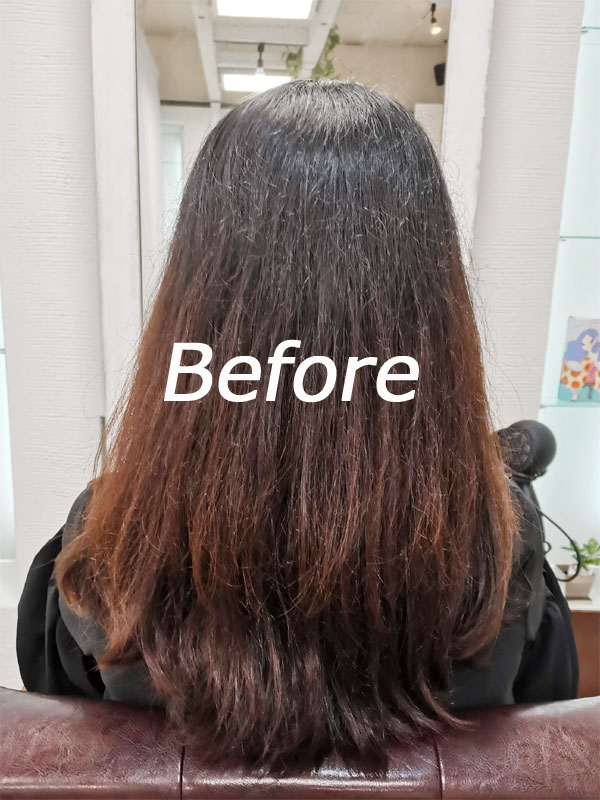 台北松山區Relaxhair日本美髮沙龍的髮改善護髮後，變的有亮度·美麗的頭髮before